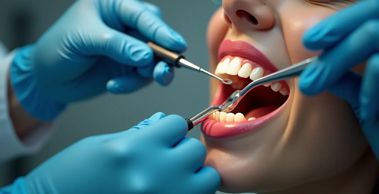 Examen dentaire de précision montrant l'évaluation professionnelle de la dentition pour l'orthèse mandibulaire