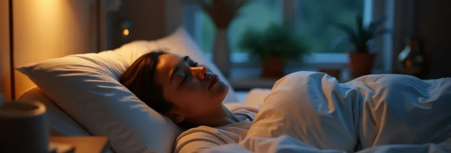 Une personne dormant paisiblement la nuit, illustrant l'efficacité de l'orthèse d'avancée mandibulaire pour traiter le ronflement